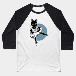 Cat Ballet Dancer Baseball T-Shirt